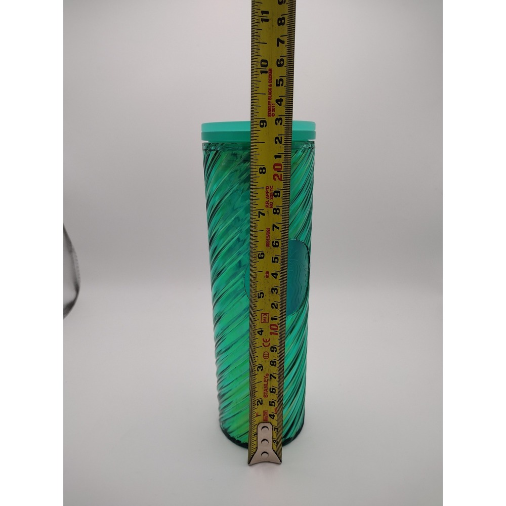 Starbucks 2022 Teal Emerald Green Iridescent Swirl 16oz Cold Cup Tumbler Lid - Picture 7 of 7